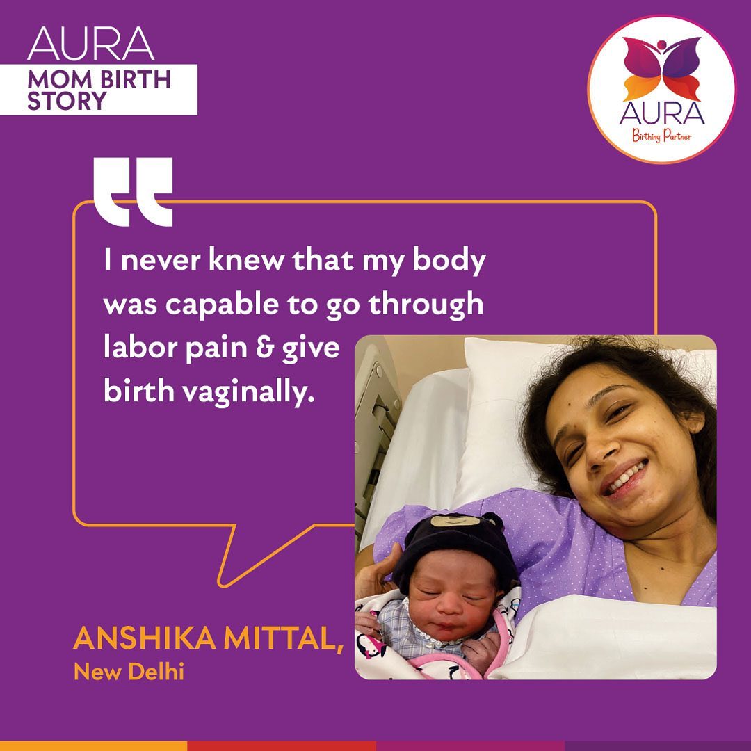 Anshika's experience of labor and childbirth after attending Aura's classes.